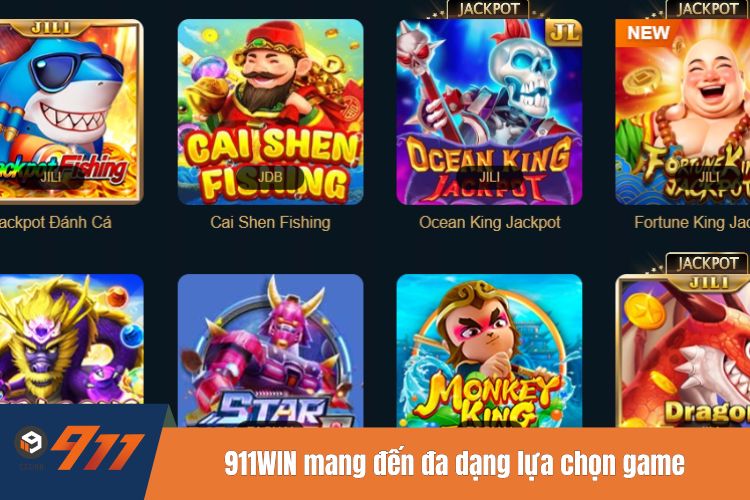 911WIN mang đến đa dạng lựa chọn game