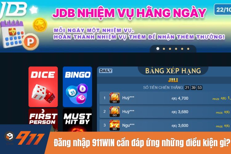 Đăng nhập 911WIN cần đáp ứng những điều kiện gì?