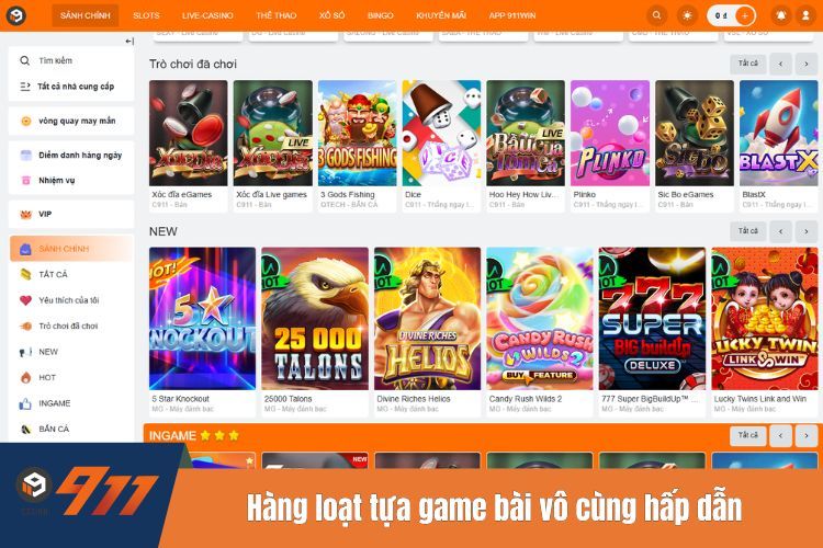 Hàng loạt tựa game bài vô cùng hấp dẫn