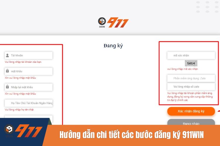 Hướng dẫn chi tiết các bước đăng ký 911 WIN